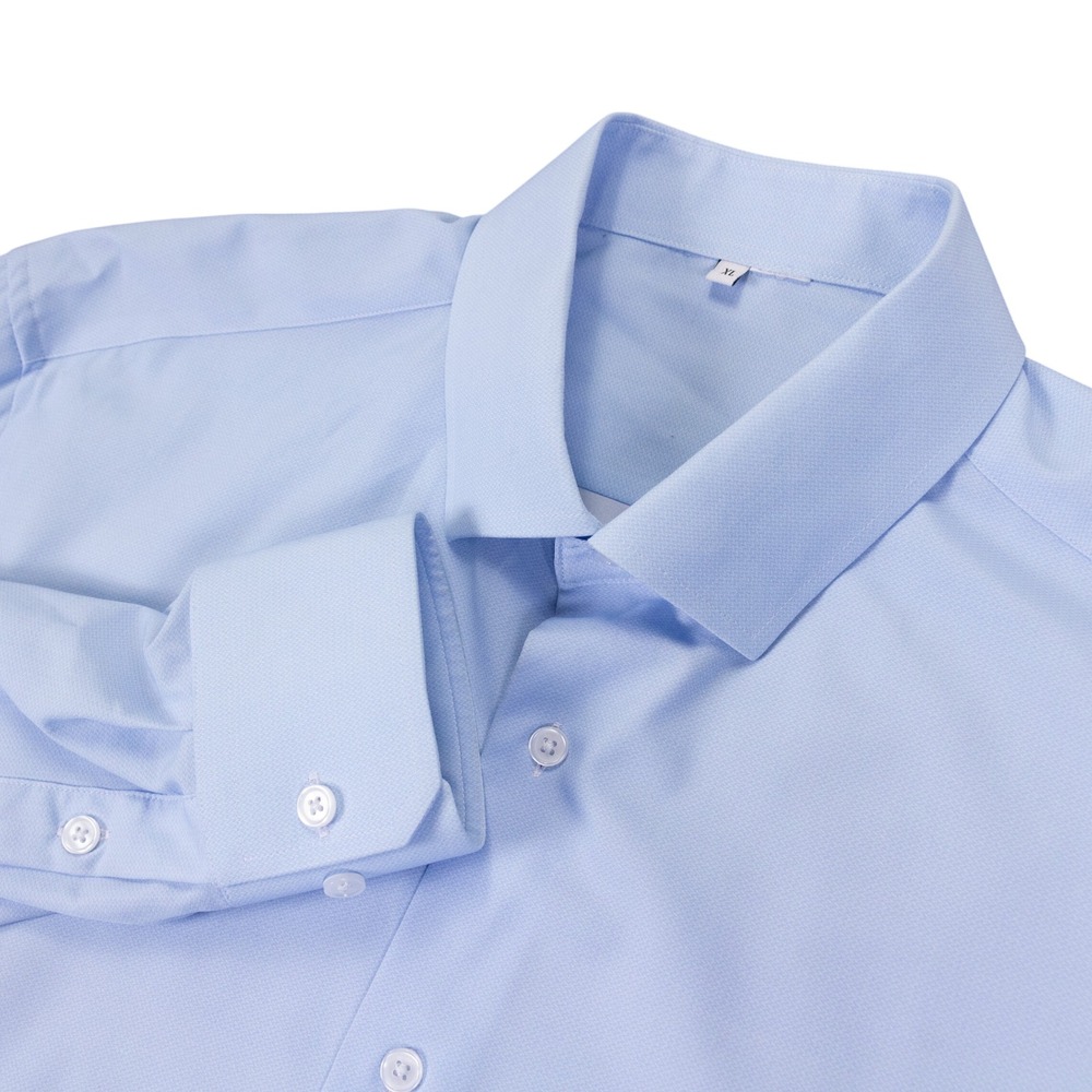 State & Liberty Performance Shirt Mens XL Light Blue Herringbone Stretch Logo